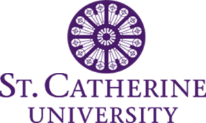 St. Catherine University St. Catherine University logo: text underneath purple stained glass window