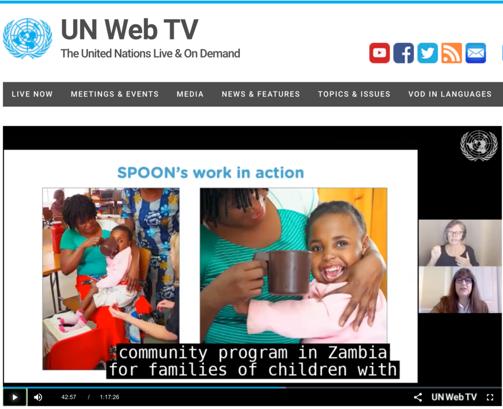 Screenshot of SPOON's presentation on UN Web TV