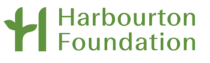 Harbourton Foundation Logo: text next to a green H shaped like a leaf