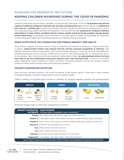 Screenshot of SPOON's brief on nutrition and COVID-19.